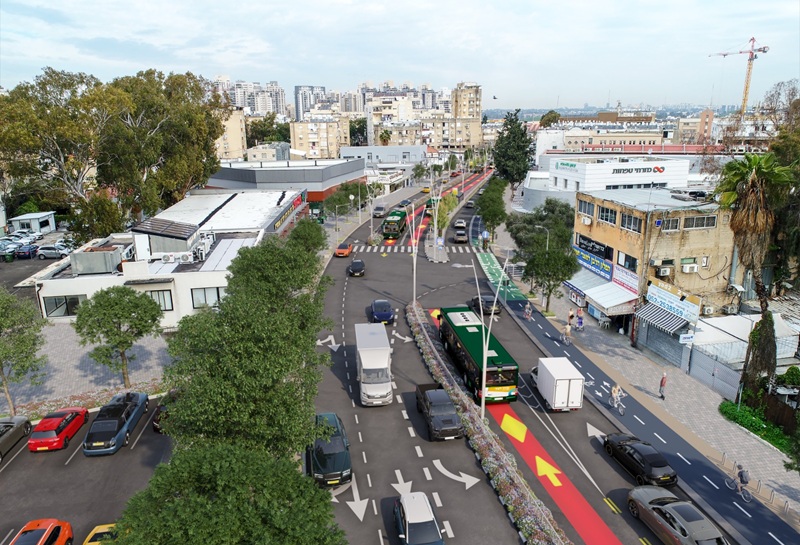 הדמיה - שדרוג רחוב בר כוכבא בפתח תקווה